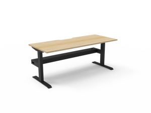 Rapidline Boost Static fixed height single sided workstation, E0 rated Natural Oak top on a black satin powdercoated frame. Supplied product image for model SB1PCT1875 NO/BL. View 1.