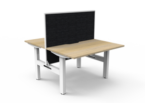 Rapidline Boost Static fixed height back to back workstation, E0 rated Natural Oak top on a white satin powdercoated frame. Supplied product image for model SB2PWS1275 NO/WS. View 1.