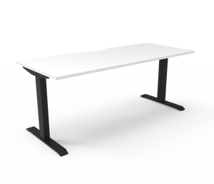 Rapidline Boost Static fixed height single sided workstation, E0 rated Natural White top on a black satin powdercoated frame. Supplied product image for model SB1P1575 NW/BL. View 1.