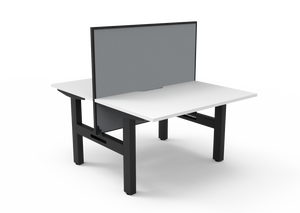 Rapidline Boost Static fixed height back to back workstation, E0 rated Natural White top on a black satin powdercoated frame. Supplied product image for model SB2PWS1275 NW/BL. View 1.