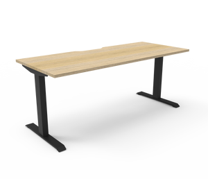 Rapidline Boost Static fixed height single sided workstation, E0 rated Natural Oak top on a black satin powdercoated frame. Supplied product image for model SB1P1875 NO/BL. View 1.