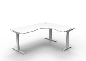 Rapidline Boost Static fixed height corner workstation, E0 rated Natural White top on a white satin powdercoated frame. Supplied product image for model SBCNR1P1815 NW/WS. View 1.