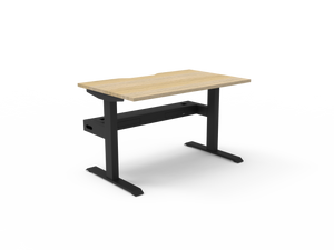 Rapidline Boost Static fixed height single sided workstation, E0 rated Natural Oak top on a black satin powdercoated frame. Supplied product image for model SB1PCT1275 NO/BL. View 1.
