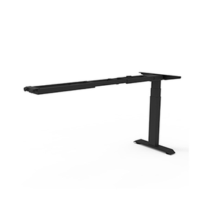 Rapidline Boost Static return frame in black powder coat, side view of the single column and foot below the telescopic beam