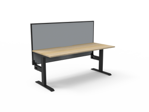 Rapidline Boost Static fixed height single sided workstation, E0 rated Natural Oak top on a black satin powdercoated frame. Supplied product image for model SB1PWS1875 NO/BL. View 1.