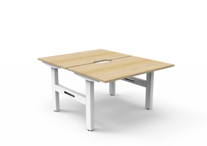 Rapidline Boost Static fixed height back to back workstation, E0 rated Natural Oak top on a white satin powdercoated frame. Supplied product image for model SB2P1275 NO/WS. View 1.
