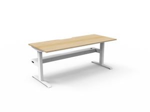 Rapidline Boost Static fixed height single sided workstation, E0 rated Natural Oak top on a white satin powdercoated frame. Supplied product image for model SB1PCT1875 NO/WS. View 1.