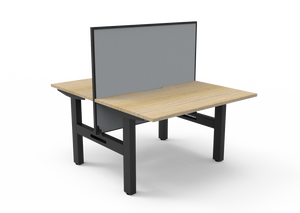 Rapidline Boost Static fixed height back to back workstation, E0 rated Natural Oak top on a black satin powdercoated frame. Supplied product image for model SB2PWS1275 NO/BL. View 1.