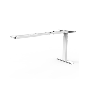 Rapidline Boost Static return frame in white powder coat, side view of the single column and foot below the telescopic beam