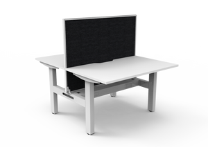Rapidline Boost Static fixed height back to back workstation, E0 rated Natural White top on a white satin powdercoated frame. Supplied product image for model SB2PWSCT1275 NW/WS. View 1.