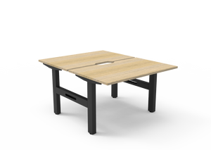 Rapidline Boost Static fixed height back to back workstation, E0 rated Natural Oak top on a black satin powdercoated frame. Supplied product image for model SB2P1275 NO/BL. View 1.