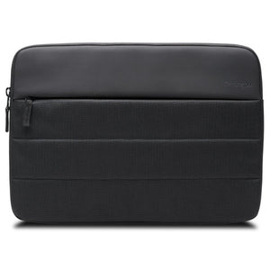 Front of the black Kensington EQ 12 inch Laptop Sleeve showing the zippered front compartment