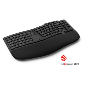 Kensington Pro Fit Ergo KB675 EQ TKL Keyboard in black, angled view with a red dot award logo in the corner