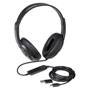 Kensington USB-C Over-Ear Headphone with USB-A Adapter Black