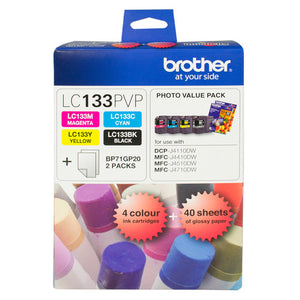 Brother Original High Yield Ink Cartridge Photo Value Pack LC133PVP Black Cyan Magenta Yellow