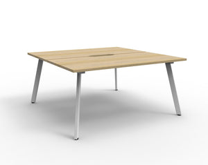 Rapidline Eternity back to back bench workstation in Natural Oak and White Satin. Supplied product image for model D-ELD2P1275 NO/WS.