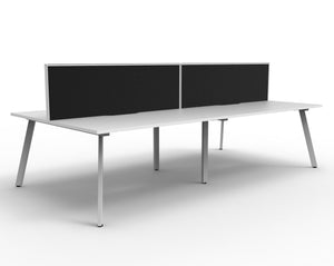 Rapidline Eternity back to back bench workstation in Natural White and White Satin. Supplied product image for model D-ELDWS4P1575 NW/WS.