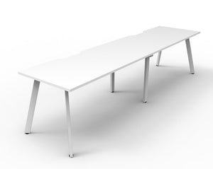 Rapidline Eternity single sided bench workstation in Natural White and White Satin. Supplied product image for model D-ELS2P1275 NW/WS.