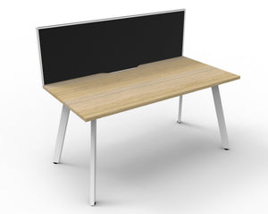 Rapidline Eternity single sided workstation in Natural Oak and White Satin. Supplied product image for model D-ELSWS1P1575 NO/WS.
