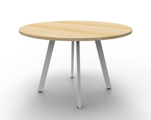 Rapidline Eternity round meeting table in Natural Oak and White. Rapidline range image supplied for model D-ERT9 NO/WS. View 1.