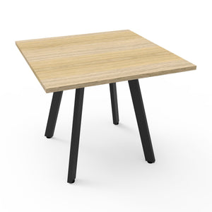 Rapidline Eternity square meeting table in Natural Oak and Black Satin. Rapidline range image supplied for model D-ERT990 NO/BL. View 1.
