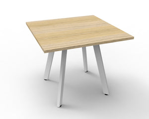 Rapidline Eternity square meeting table in Natural Oak and White Satin. Rapidline range image supplied for model D-ERT990 NO/WS. View 1.