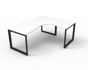 Rapidline Deluxe Infinity single corner workstation in Natural White and Black Satin. Rapidline range image supplied for model D-ILLCWS4P1815 NW/BL. View 1.