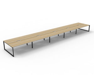 Rapidline Deluxe Infinity back to back bench workstation in Natural Oak and Black Satin. Supplied product image for model D-ILLD10P1875 NO/BL.