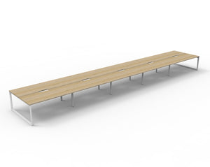 Rapidline Deluxe Infinity back to back bench workstation in Natural Oak and White Satin. Supplied product image for model D-ILLD10P1875 NO/WS.