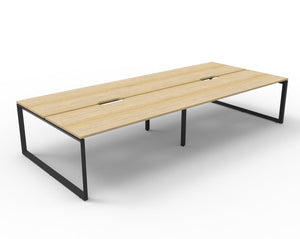 Rapidline Deluxe Infinity back to back bench workstation in Natural Oak and Black Satin. Supplied product image for model D-ILLD4P1875 NO/BL.