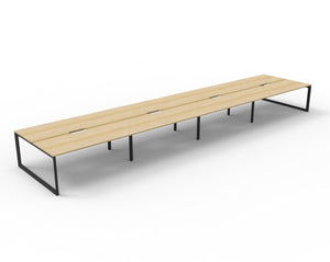 Rapidline Deluxe Infinity back to back bench workstation in Natural Oak and Black Satin. Supplied product image for model D-ILLD8P1575 NO/BL.