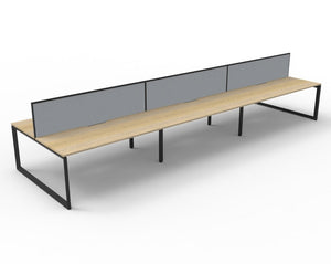 Rapidline Deluxe Infinity back to back bench workstation in Natural Oak and Black Satin. Supplied product image for model D-ILLDWS6P1275 NO/BL.