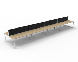 Rapidline Deluxe Infinity back to back bench workstation in Natural Oak and White Satin. Supplied product image for model D-ILLDWS8P1275 NO/WS.