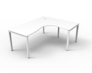 Rapidline Deluxe Infinity single corner workstation in Natural White and White Satin. Rapidline range image supplied for model D-IPLCWS1P1815 NW/WS. View 1.