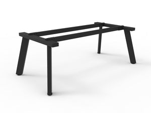 Rapidline Eternity rectangular coffee table frame in black, splayed legs and twin top rails, angled view without a top