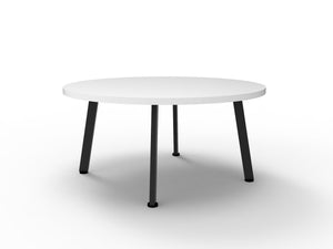 Rapidline Eternity round coffee table in Natural White and Black. Rapidline range image supplied for model ECT900 NW/BL. View 1.