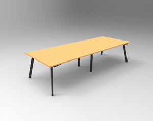 Rapidline Eternity rectangular meeting and boardroom table in Beech and Black Satin. Supplied product image for model EMT3212 B/BL.