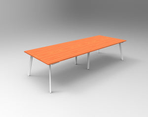 Rapidline Eternity rectangular meeting and boardroom table in Cherry and White Satin. Supplied product image for model EMT3212 C/WS.