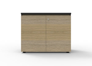 Rapidline Deluxe Infinity two door swing door cupboard in Natural Oak and Black. Rapidline range image supplied for model IFSD96 NO/BL. View 1.