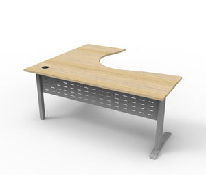 Rapidline Deluxe Rapid Span corner workstation in Natural Oak and Precious Silver. Supplied product image for model RSCWS181575M SNO. View 1.