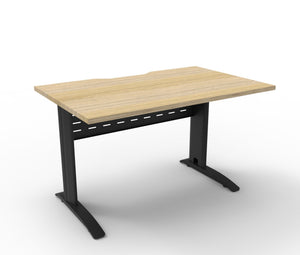 Rapidline Deluxe Rapid Span open workstation in Natural Oak and Black Satin. Supplied product image for model RSD1275M BNO. View 1.