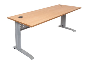 Rapidline Rapid Span open workstation in Beech and Precious Silver. Supplied product image for model RSD1877M SB. View 1.