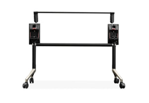 Rapidline Typhoon flip top table frame in black powdercoat with a polished aluminium foot. Rapidline range image supplied for model TFF2100 BL. View 1.