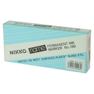 Nikko Name permanent ink marker No.150 box with a Name Pen Red barcode label, printed Writes on most surfaces, plastic glass etc.