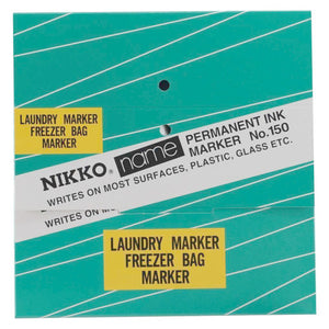 Front of the Nikko Name No.150 permanent ink marker box labelled Laundry Marker Freezer Bag Marker
