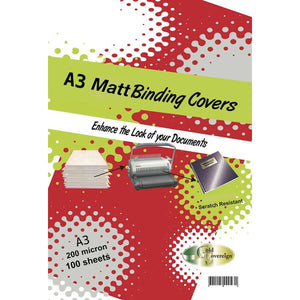 PHE 200 Micron A3 Binding Cover Matt Frosted Pack of 100 Gold Sovereign