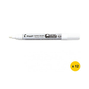 Pilot Super Colour Permanent Marker Bullet Medium White Box of 12