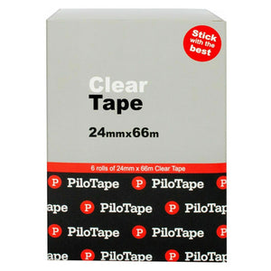 PiloTape Premium Stationery Clear Tape 24mm x 66m Box of 6