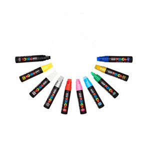 POSCA PC-17K extra broad paint marker bundle in assorted colours arranged in a circle.
