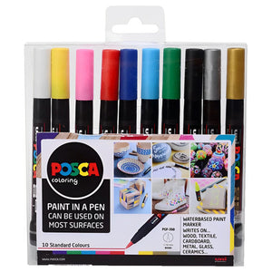 Posca PCF-350 Paint Marker Pen Brush Tip Assorted Wallet of 10